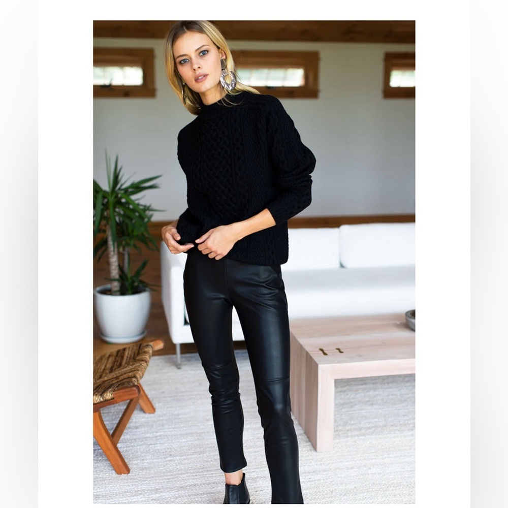 Emerson Fry black Vegan Faux Leather leggings  Pants large L 8 10 12